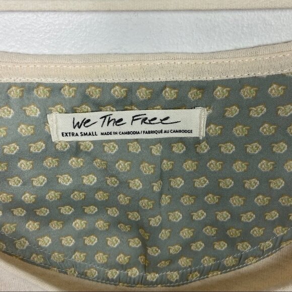 Free People Jade Top Oversized Bubble Sleeve Size XS Raw Edge Bohemian Boho Tee - Picture 4 of 11